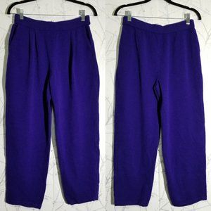 St. John Collection Purple Wool Blend Knit Pleated Trousers